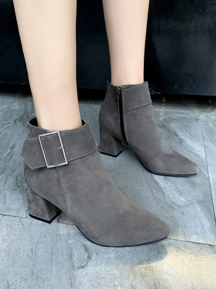 Trendy Casual Ankle High Heel Boots
