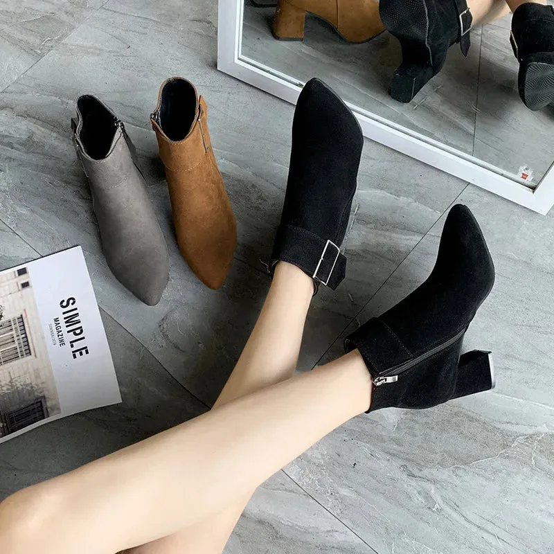 Trendy Casual Ankle High Heel Boots