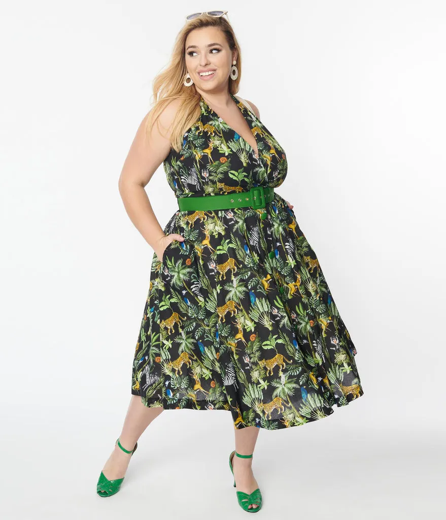 Unique Vintage Tarrytown Hostess Jungle Print Dress