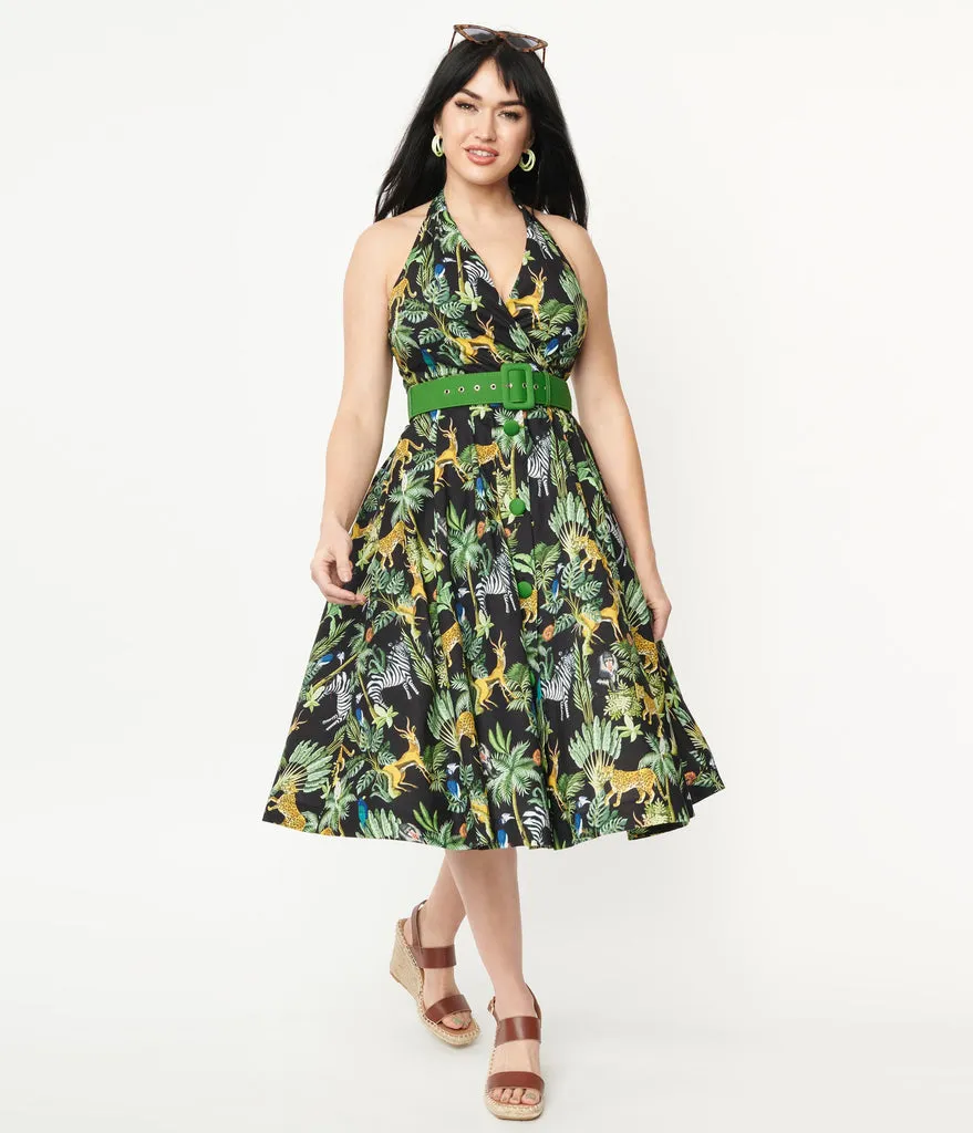 Unique Vintage Tarrytown Hostess Jungle Print Dress
