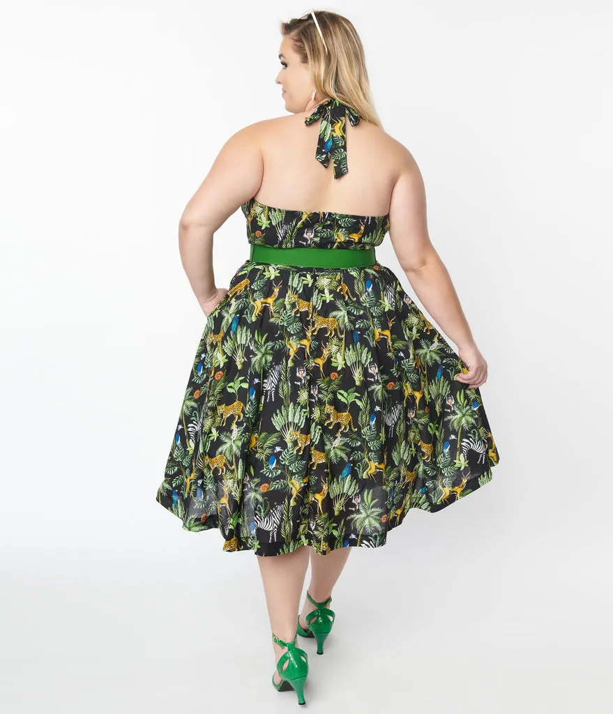 Unique Vintage Tarrytown Hostess Jungle Print Dress