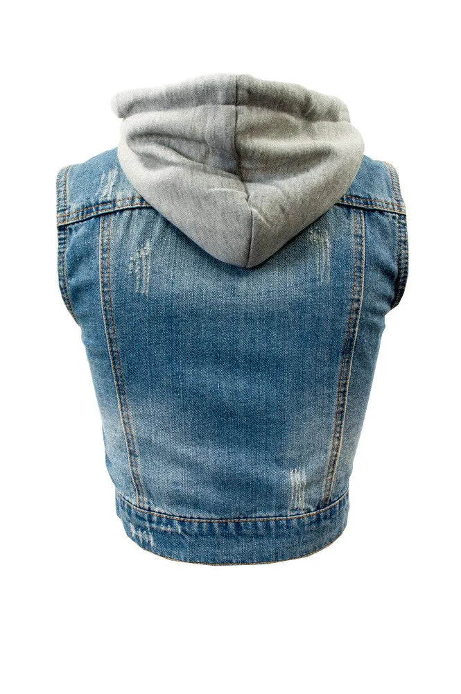 V4205 Plus Size Hooded Denim Vest