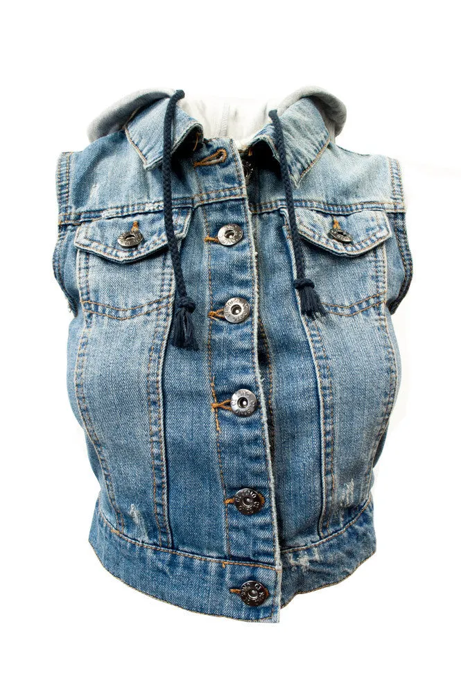 V4205 Plus Size Hooded Denim Vest
