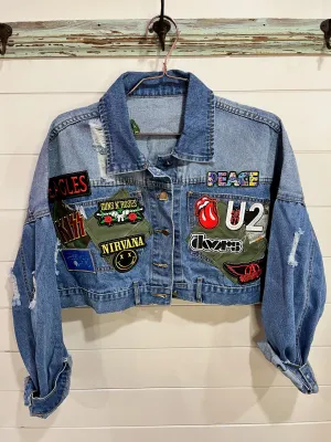 Vintage Denim Patch Jacket - Cropped