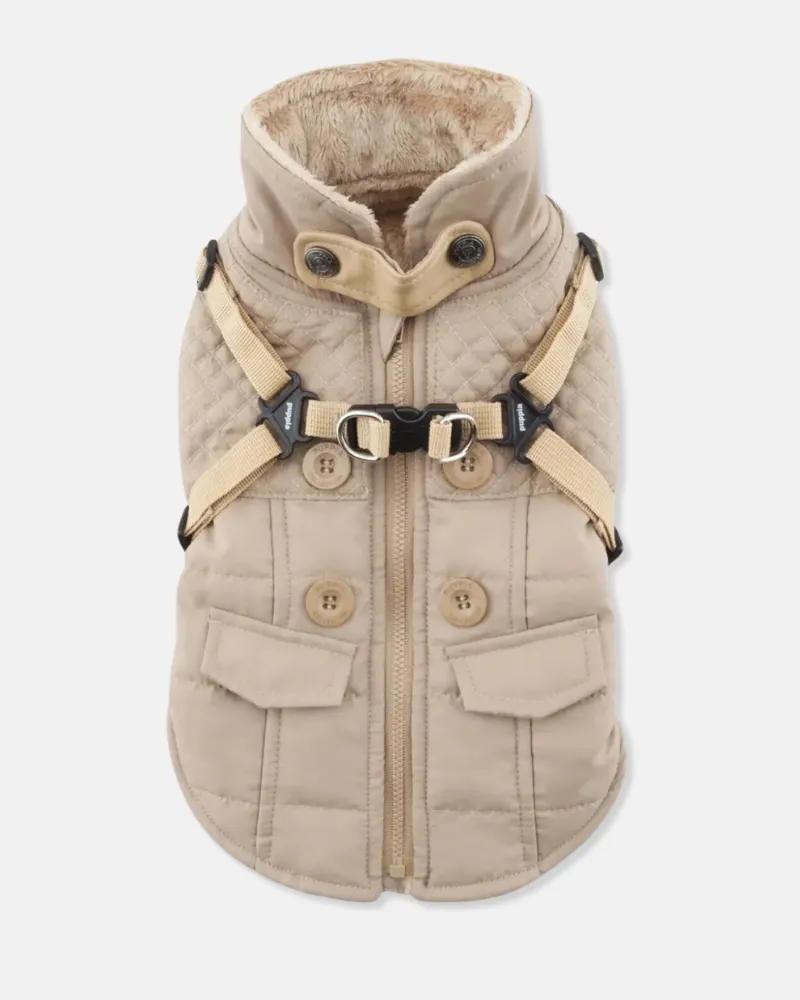 Wilkes Winter Harness Dog Jacket In Beige (FINAL SALE)