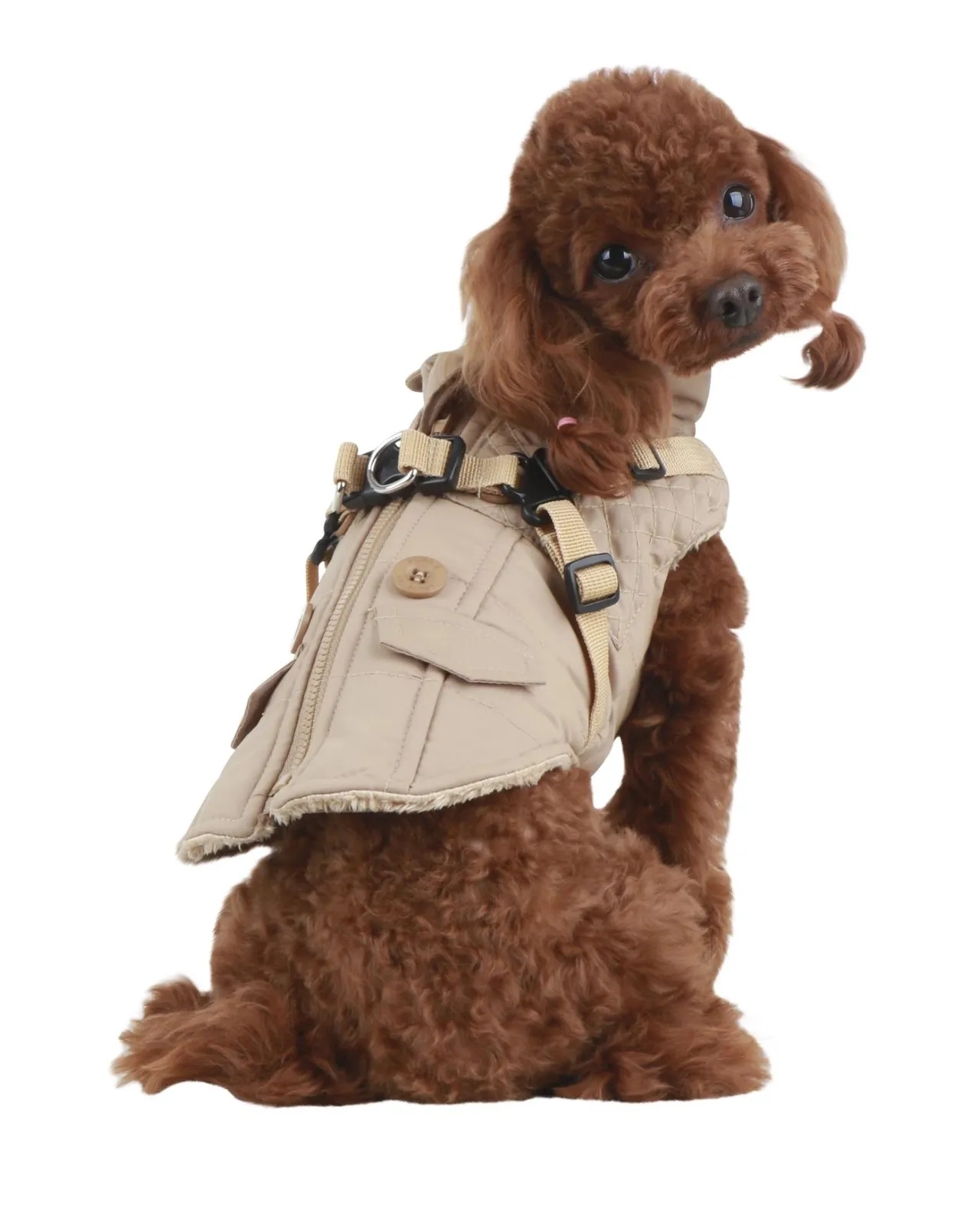 Wilkes Winter Harness Dog Jacket In Beige (FINAL SALE)