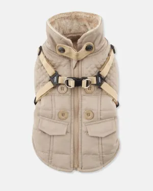 Wilkes Winter Harness Dog Jacket In Beige (FINAL SALE)