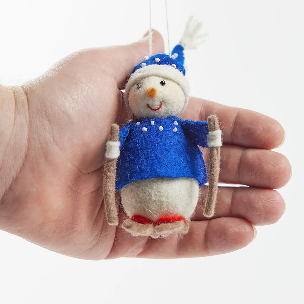 Winter Frost Skiing Snowman Ornament