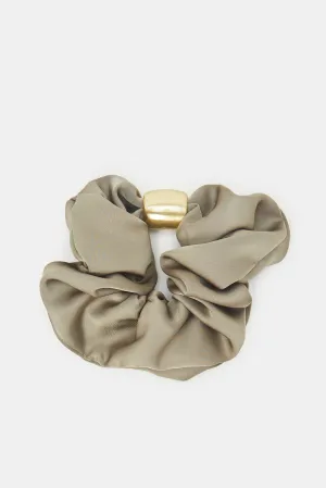 Women Beige Embellished Scrunchy