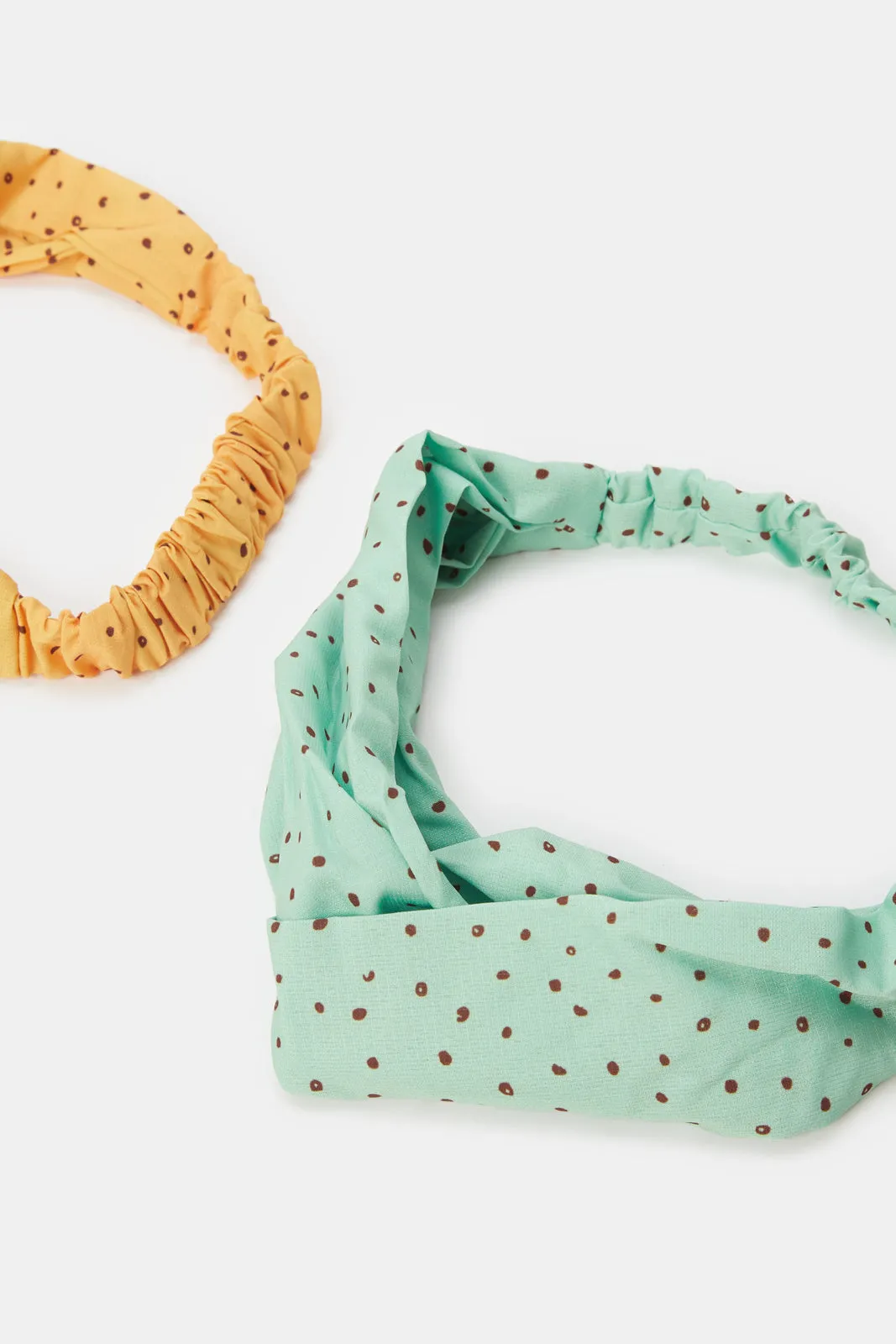 Women Green And Yellow Printed Hair Wrap Set (2 Piece)
