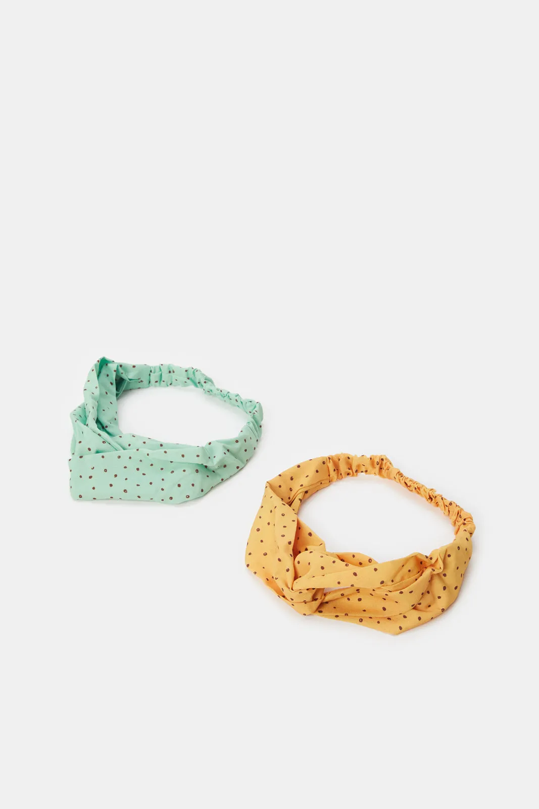 Women Green And Yellow Printed Hair Wrap Set (2 Piece)