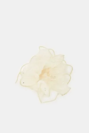 Women Ivory Embellished Scrunchy