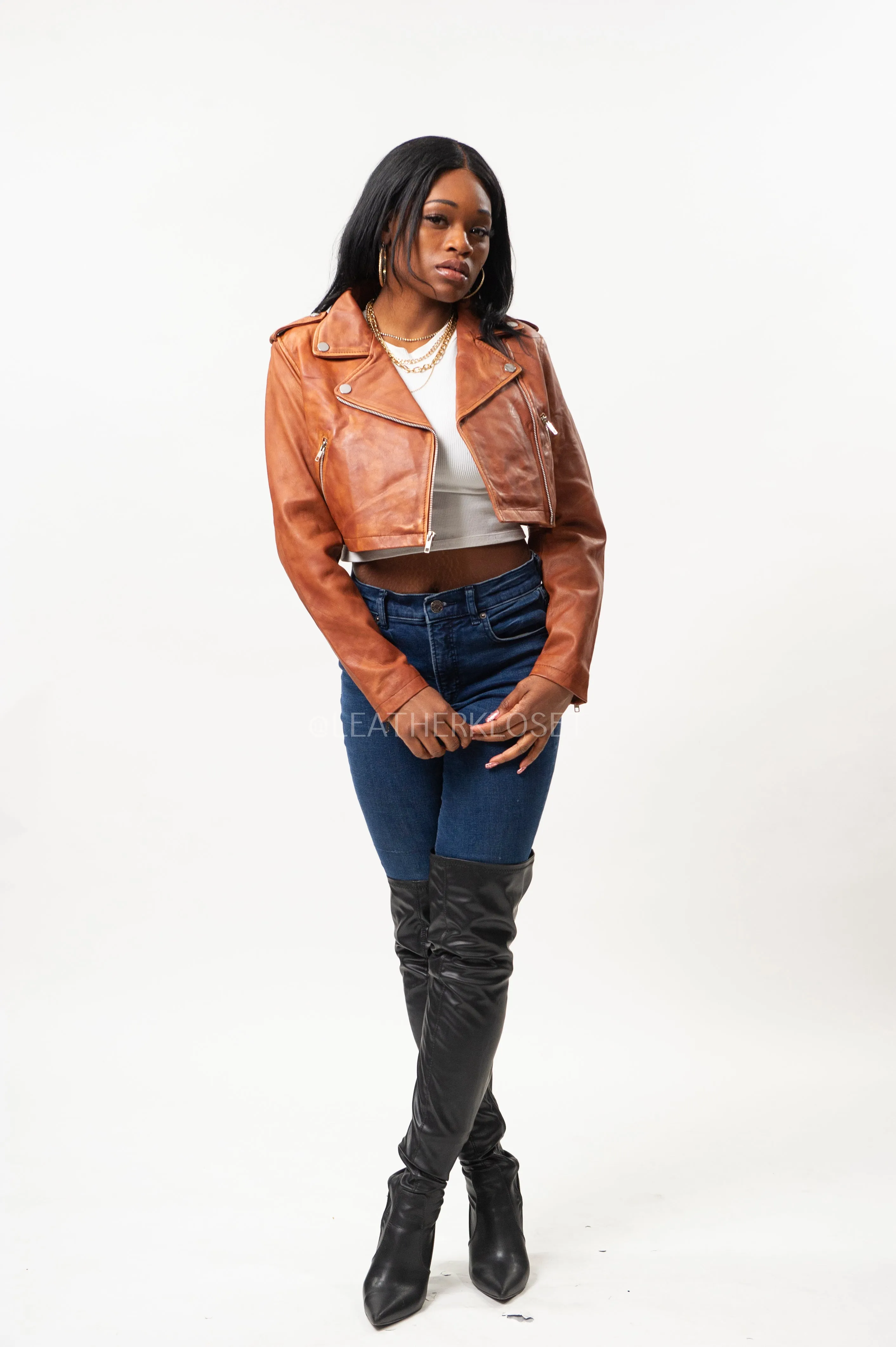 Women's Classic Crop Biker Caramel Crunch [SLIM FIT]
