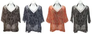 women's plus size fashion zebra print tunic style cover-ups - sizes xl-3xl Case of 24