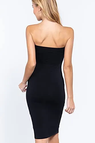 Women's Strapless Bodycon Sexy Stretchy Tube Midi Dress