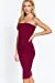 Women's Strapless Bodycon Sexy Stretchy Tube Midi Dress