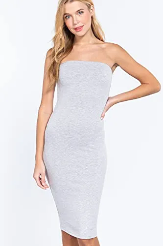 Women's Strapless Bodycon Sexy Stretchy Tube Midi Dress