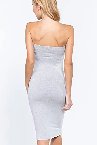 Women's Strapless Bodycon Sexy Stretchy Tube Midi Dress