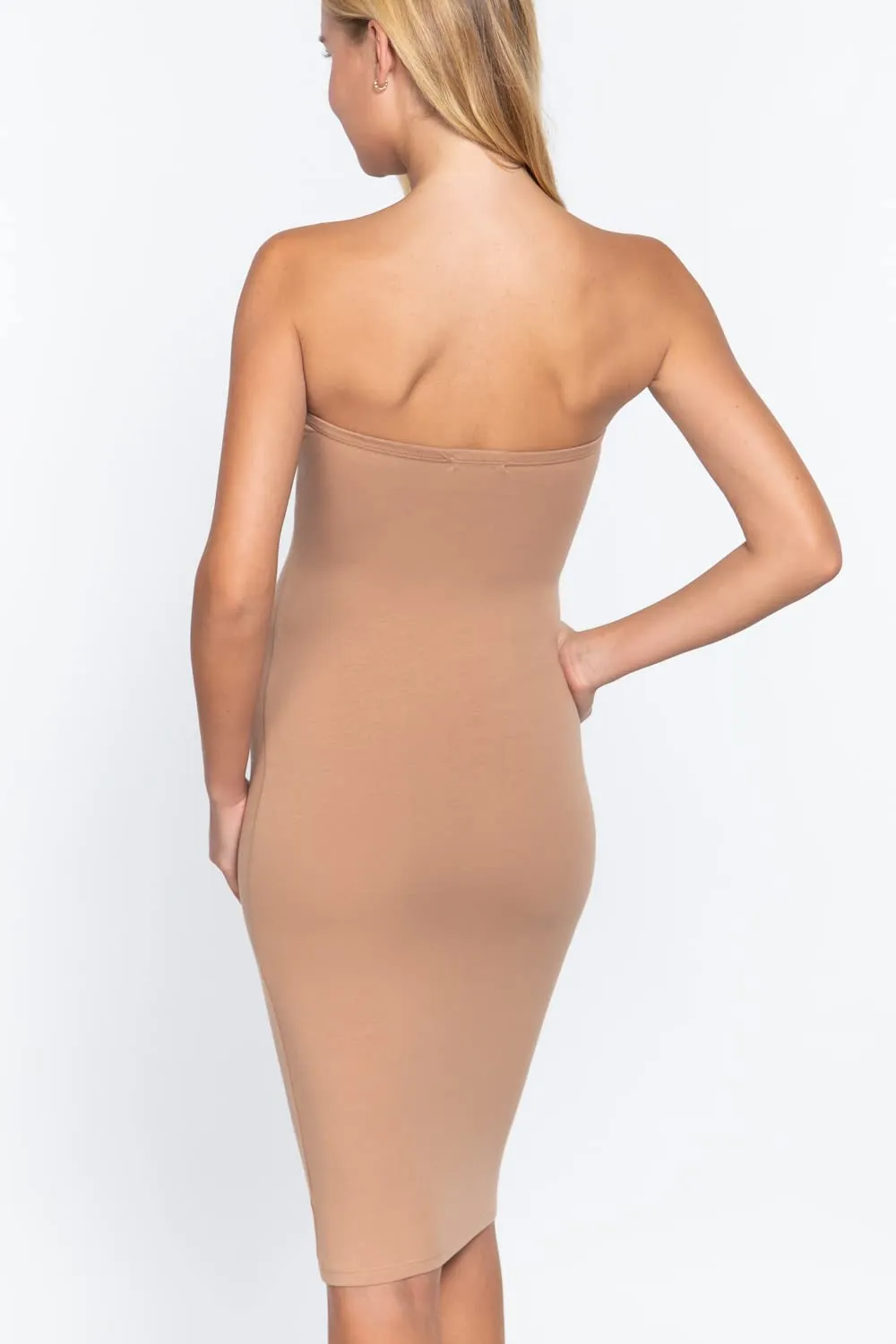 Women's Strapless Bodycon Sexy Stretchy Tube Midi Dress