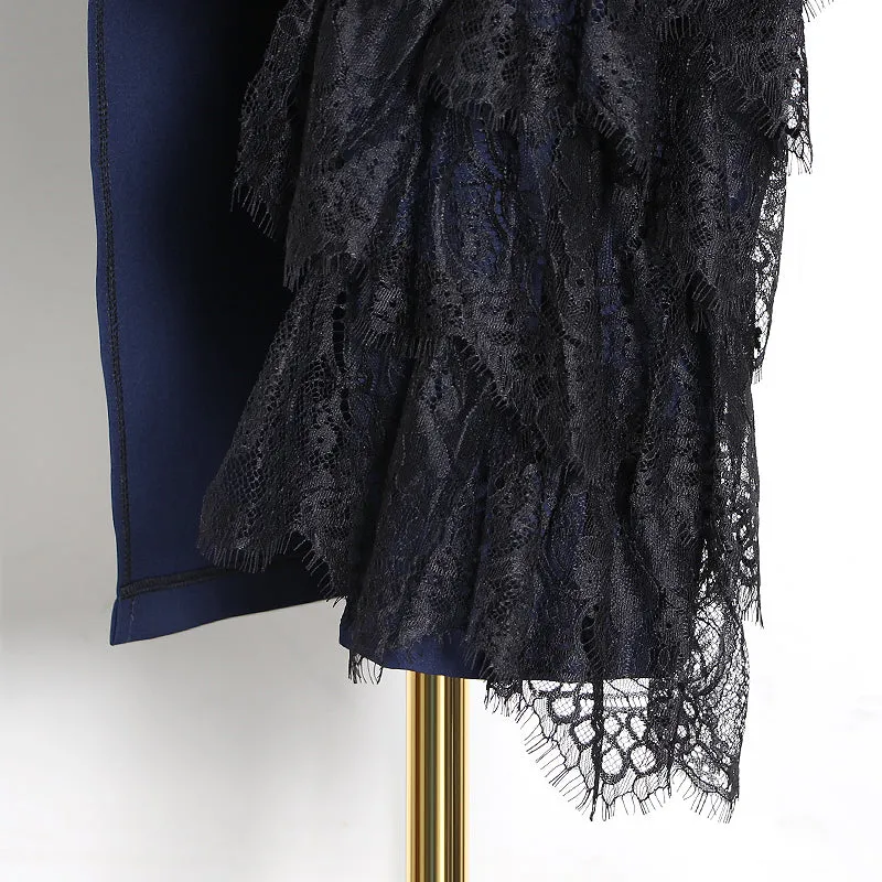 Women's Summer Patchwork Asymmetrical Dress With Lace