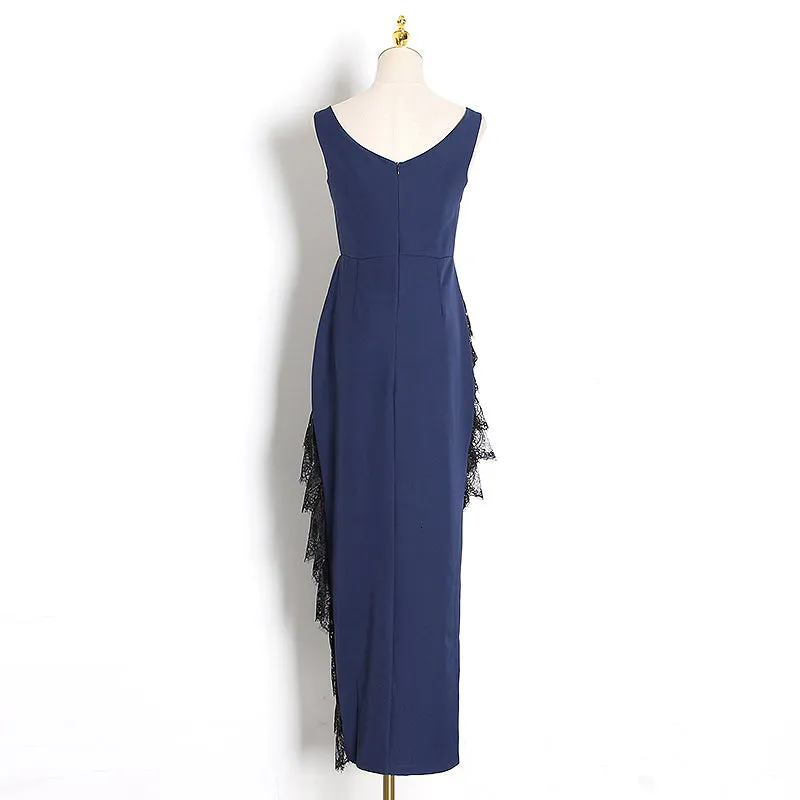 Women's Summer Patchwork Asymmetrical Dress With Lace