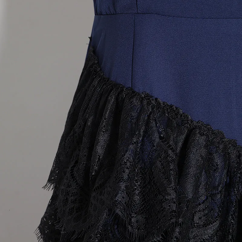 Women's Summer Patchwork Asymmetrical Dress With Lace