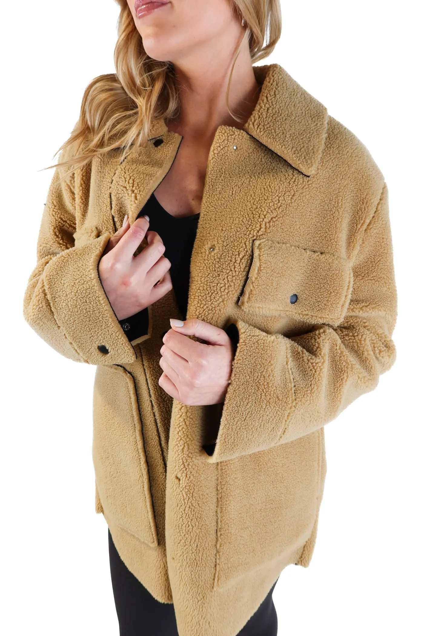 Zara Teddy and Vegan Leather Coat (S)